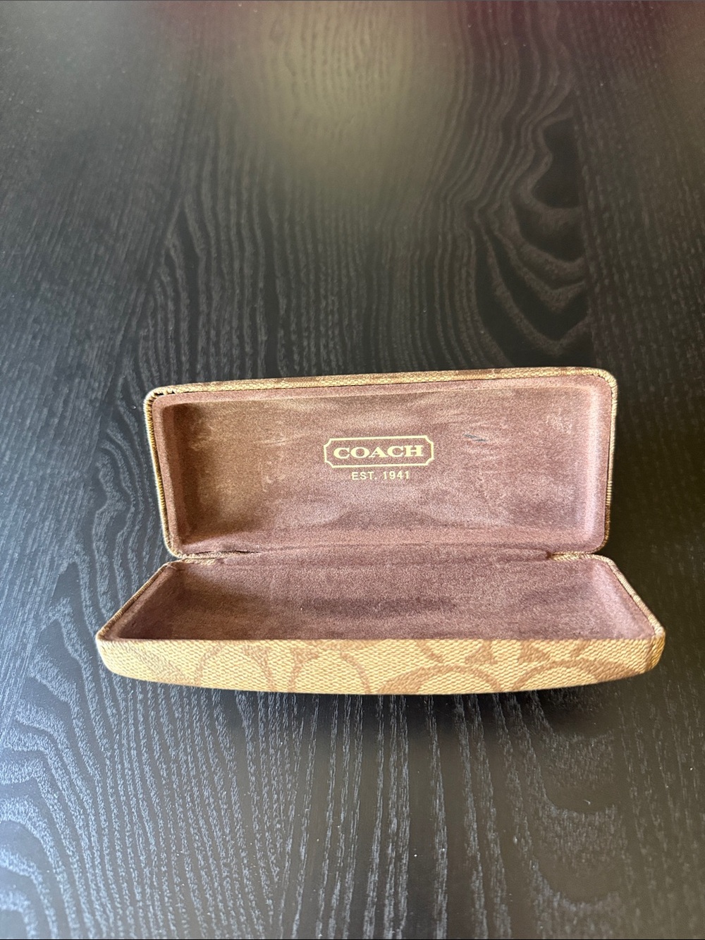 Coach Brown Signature Hard Shell Eyeglass Case